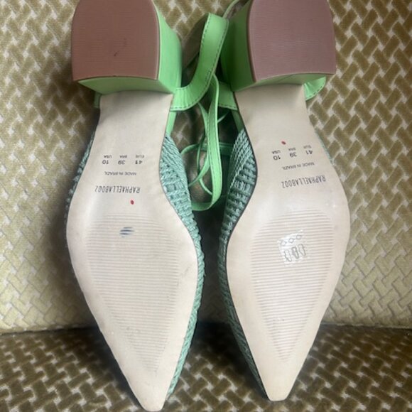 Anthropologie x Rafealla Booz Woven Apple Green Jute Block Heeled Sandals NEW - Picture 9 of 16